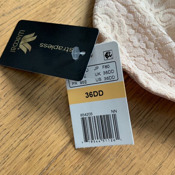 Wacoal Halo Lace Strapless Underwire Bra Nude Sand Size 36DD - Picture 8 of 11